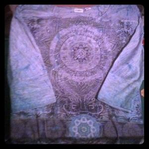3/4 sleeve Bohemian Embellished Blouse/T-shirt NWT