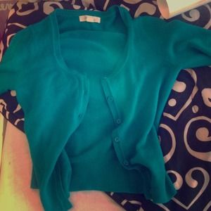 F21 bright turquoise cardigan