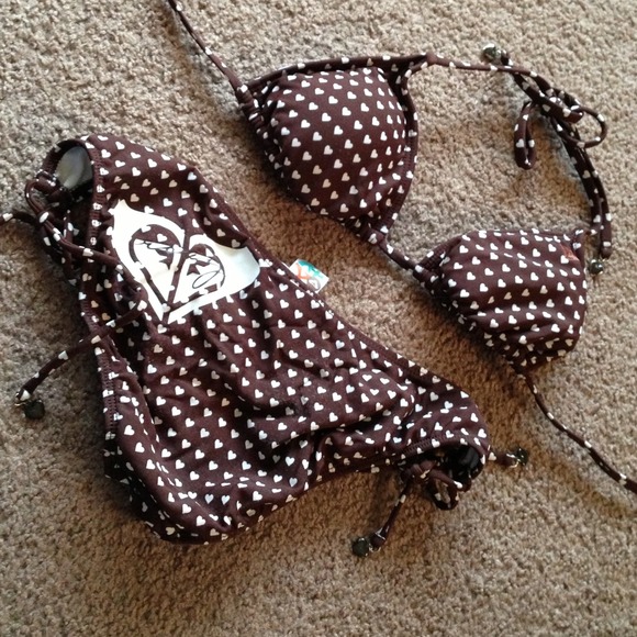 Roxy brown heart pattern bikini