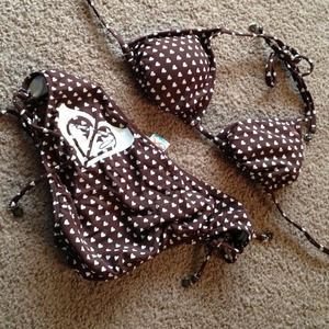 Roxy brown heart pattern bikini