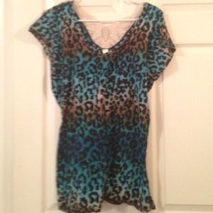 Turquoise and brown printed shirt