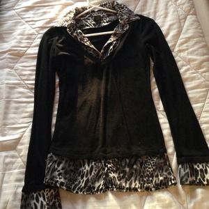 Black sweater with leopard