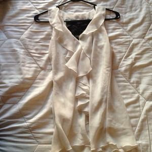 White dressy tank with black lace