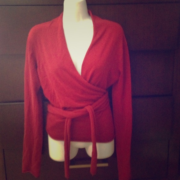 Cabi red wrap around sweater top