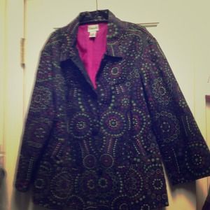 Chico's shrt jacket w stitched design & 3/4 sleeve