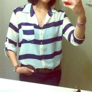 BLUE AND WHITE 3/4 CHIFFON