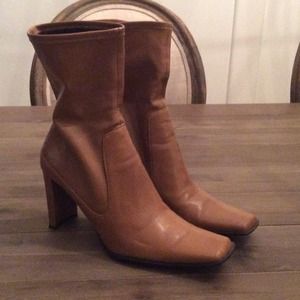 Camel square toe boots