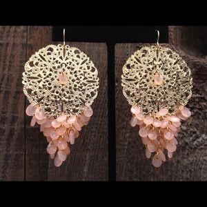 Peach & Gold Bohemian Inspired Earrings
