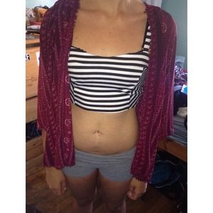 Burgundy Chiffon Cardigan