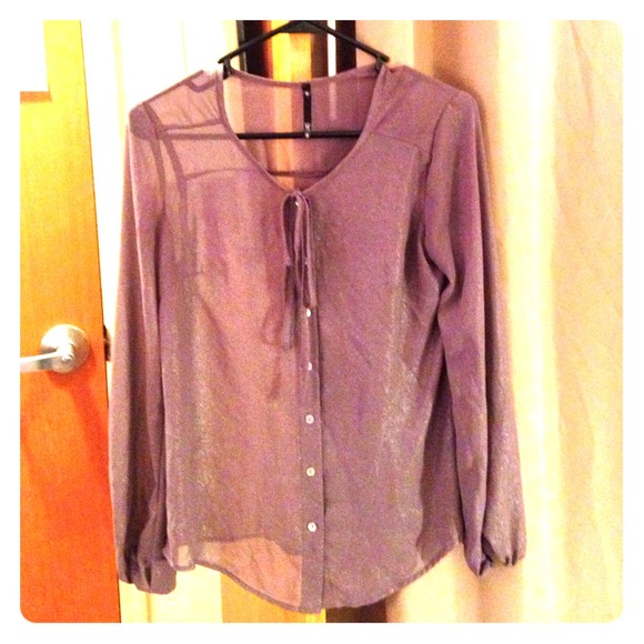 Sheer grey button down
