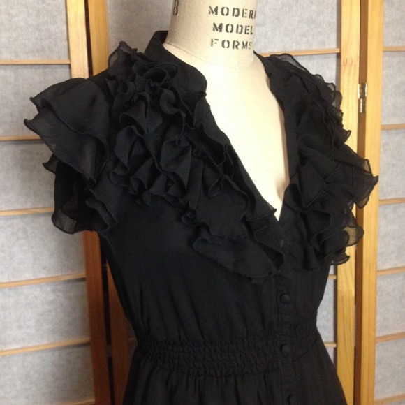 H&M Sheer Ruffled Top - Black - Picture 3 of 4