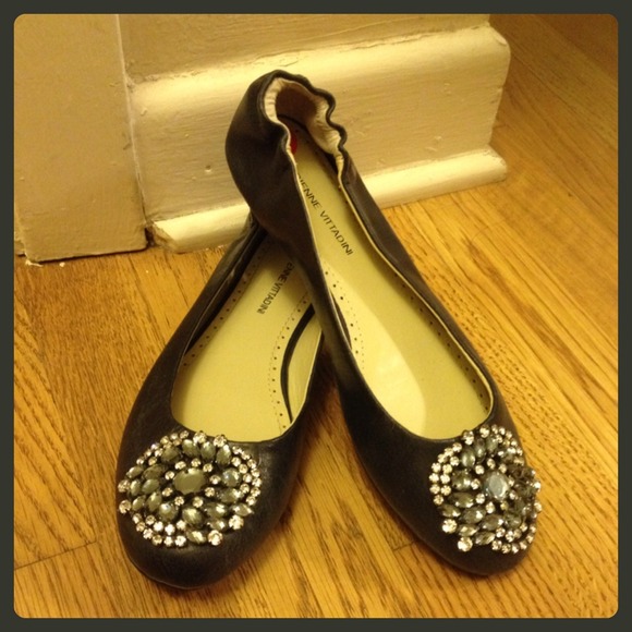 Navy leather flats-EUC