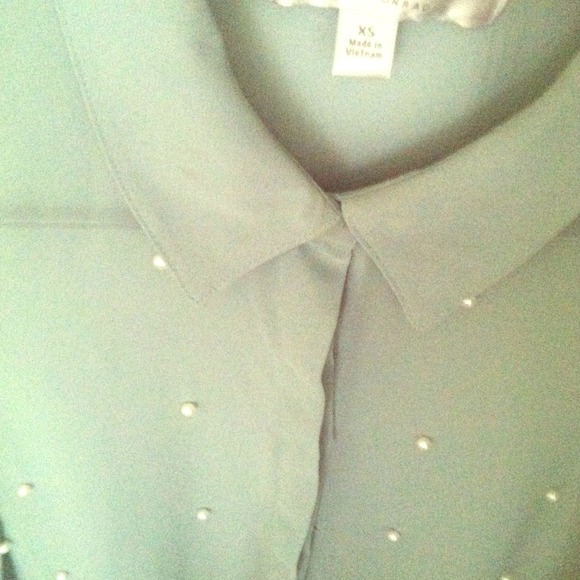 Mint and pearl classy blouse