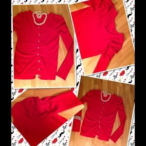 Red cardigan