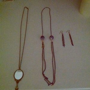 Bundle!!! :) mirror necklace and blue and gold set