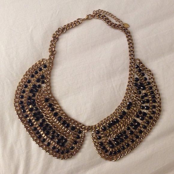 Zara black and gold Peter Pan statement necklace