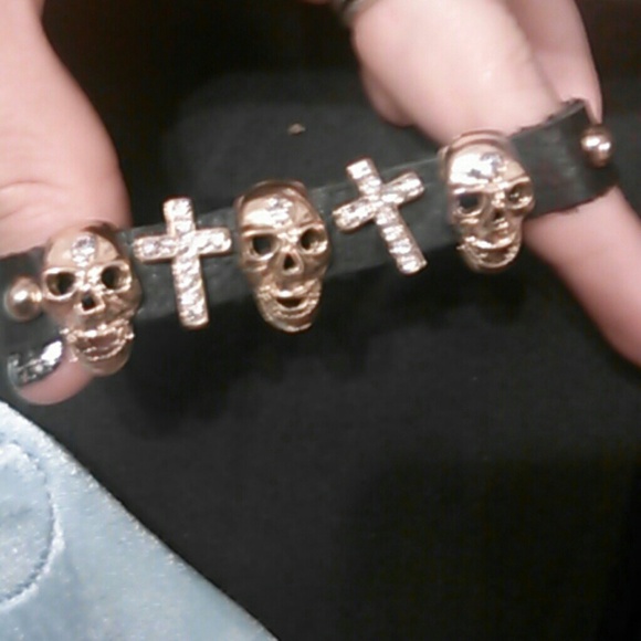 Cross and skull bracelet