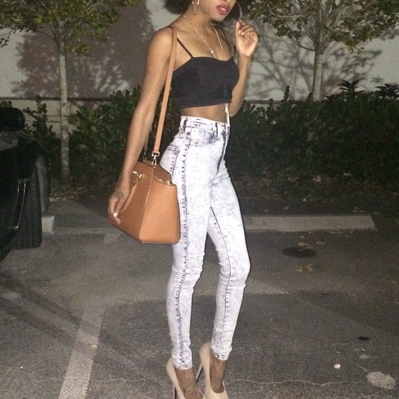 High waist washed jeans