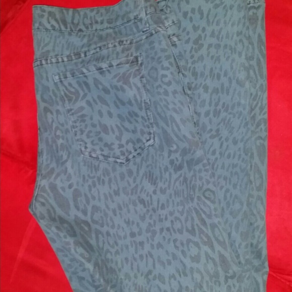 Teal cheetah print jeans