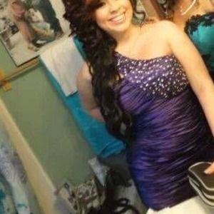 Purple Prom Dress with corsage and silver purse