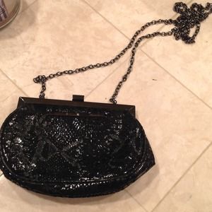 Brand New Kenneth Vole Black Snake Skin Clutch