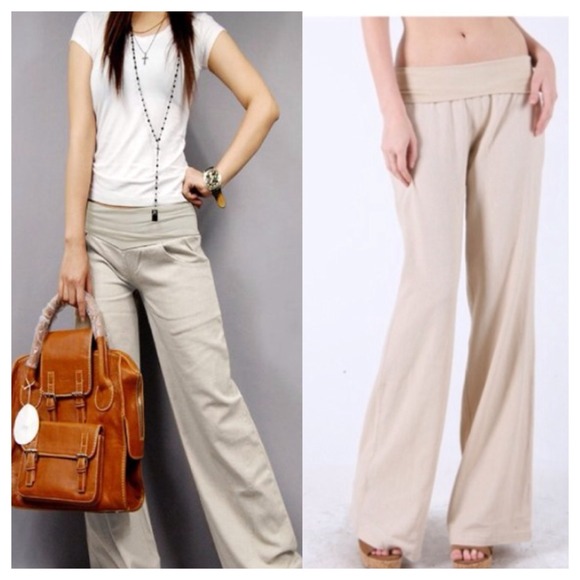 Pants - Chic taupe linen pants LAST ONE L