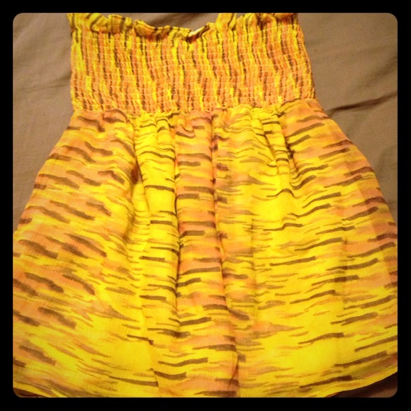 Express yellow tube top shirt