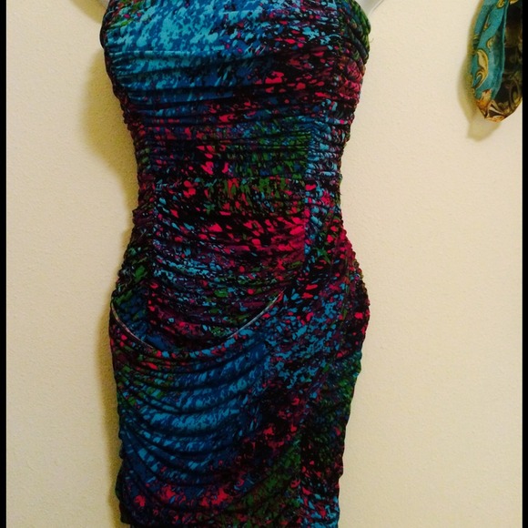 Colorful strapless dress