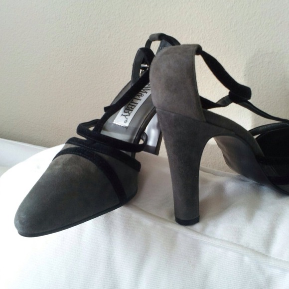Grey Ankle Strap Heels NWOT