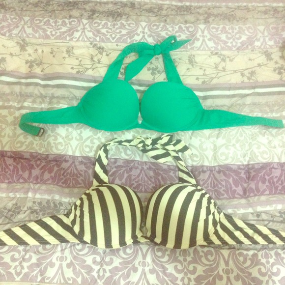 Striped Victoria secret bombshell pushup bikinitop
