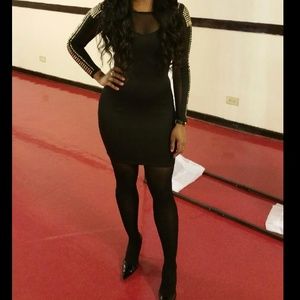 Gold studded sheer dress-little back dress