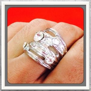 Silver with Rhinestones Ring