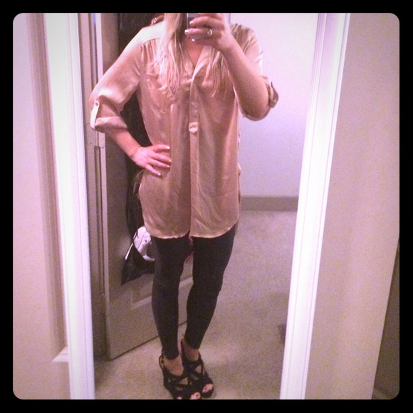 TRADED Gold silky oversized blouse