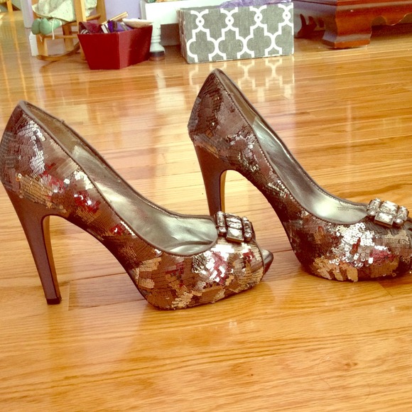 Silver Sequin Heels