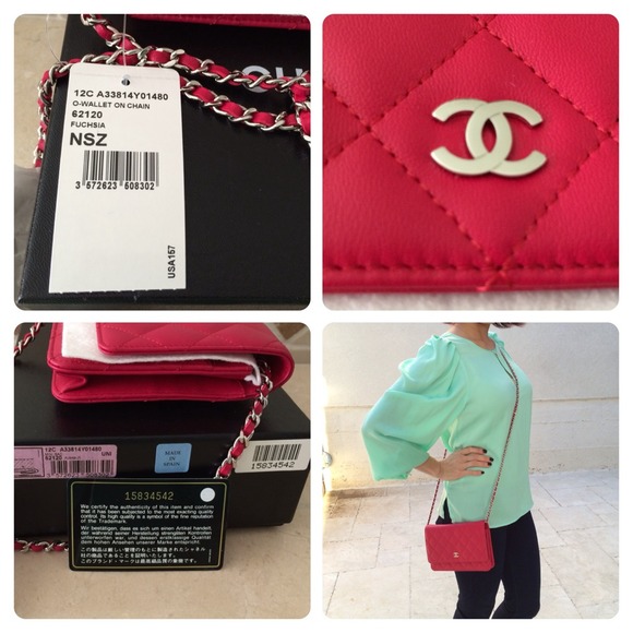 Authentic Fuchsia Chanel WOC 12C in Lambskin - Picture 4 of 4