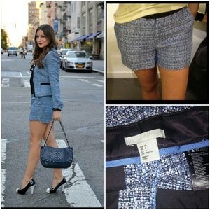Mid waist blue tweed shorts ,
