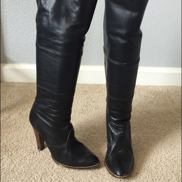 Vintage black leather boots