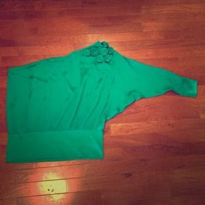 bebe green flower embellished top