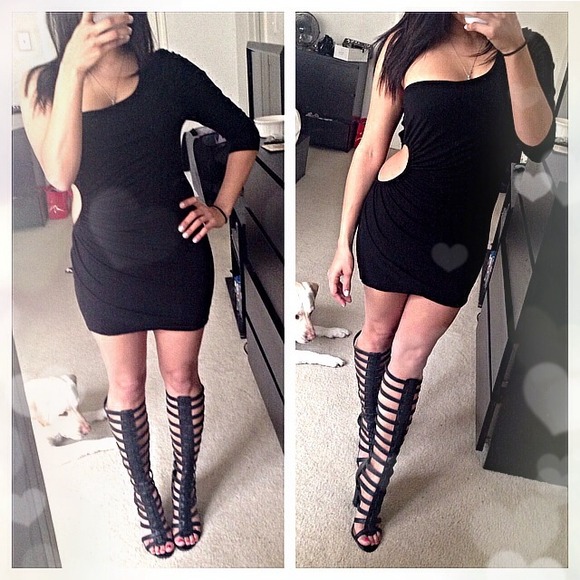 Dresses & Skirts - One sleeve cut out mini dress