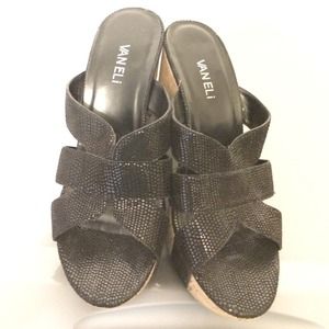Black Sandal wedge Sz 9w