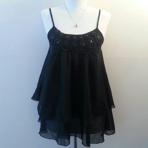 Sold:: Chiffon jeweled tiered babydoll blouse