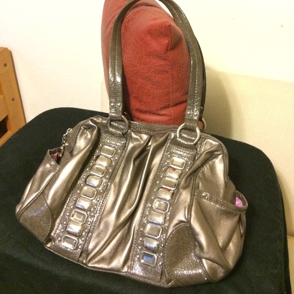 Bronze metallic leather handbag