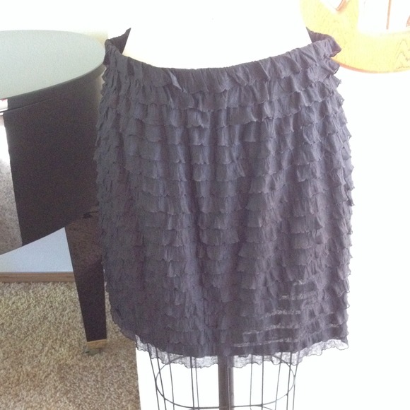 Black layered, ruffled skirt