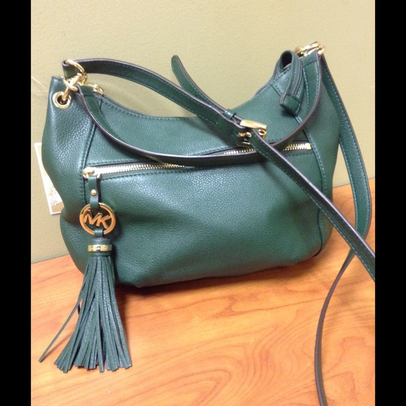 NWT MICHAEL Michael Kors green leather crossbody - Picture 1 of 4