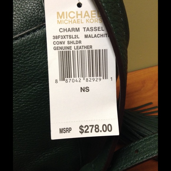 NWT MICHAEL Michael Kors green leather crossbody - Picture 2 of 4