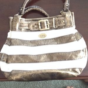 Cream and bronze stripe bag