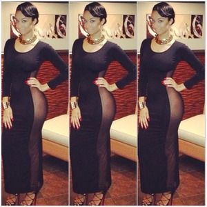 Long sleeve Black mesh dress