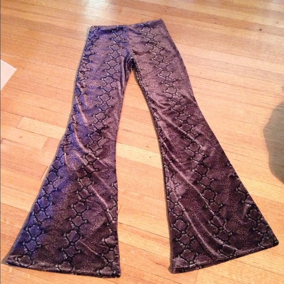 TRADED Snake Print Velvet  Bells Bell Bottoms