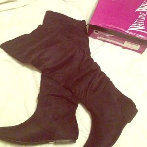 Black suede over the knee boots
