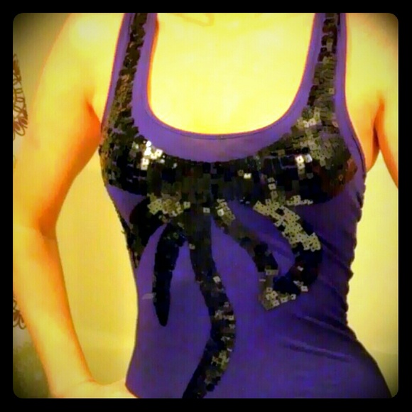 Cute sequin top purple and black new - Picture 1 of 2